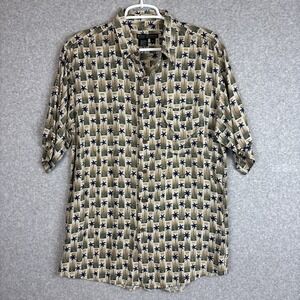 Royal Robbins Shirt Mens Medium Short Sleeve Button Up Palm Trees All Over Print